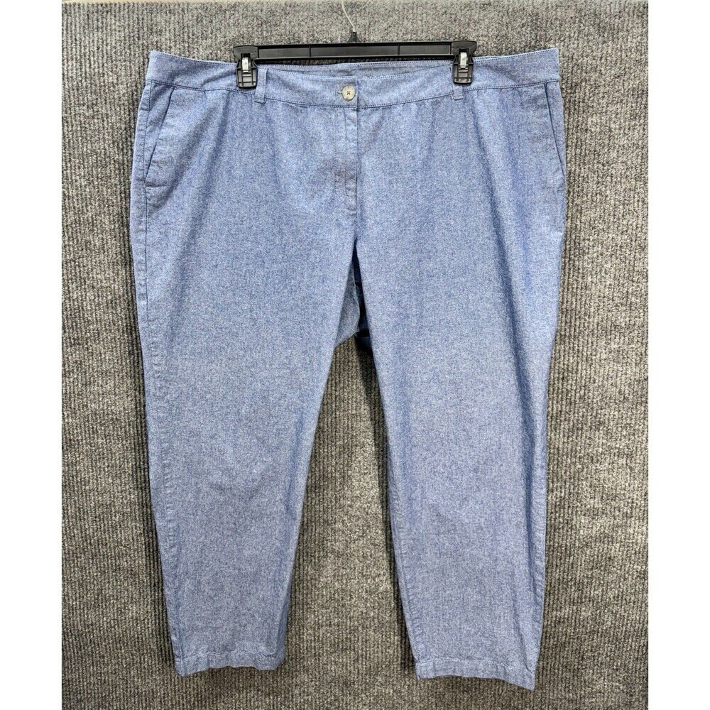 Talbots The Weekend Chino Chambray Pants Womens 22W Blue Crop Ankle Cotton Beach